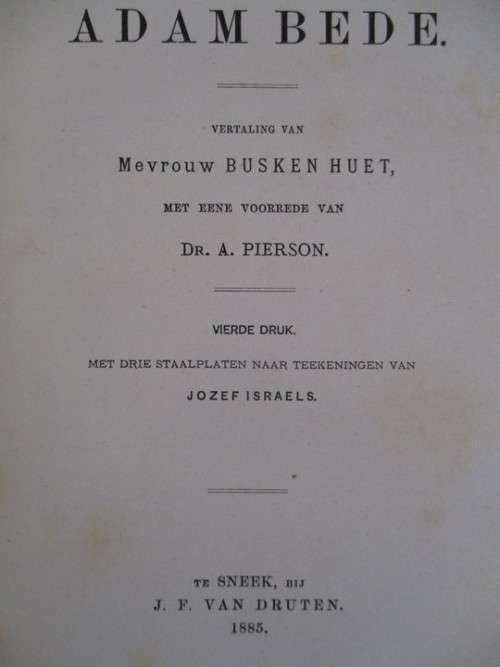 1885 - ADAM BEDE BY GEORGE ELIOT (IN DUTCH BUT EASY TO READ IF YOU CAN READ AFRIKAANS)