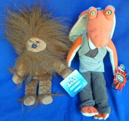 STAR WARS 'CHEWBACCA' AND 'JAR JAR BINKS'IN EXCELLENT CONDITION  FOR ONE PRICE!!
