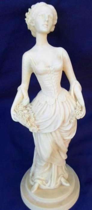 EXQUISITE 39CM TALL FIGURINE OF ROMANTIC GRECIAN  LADY CARRYING FLOWERS!!