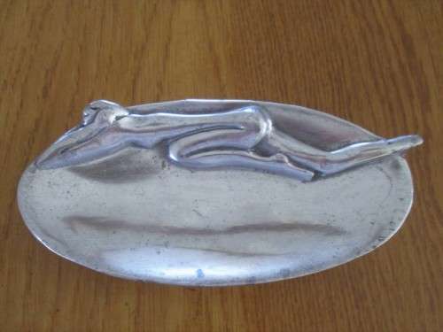 RARE VINTAGE CARROL BOYES PEWTER NUDE WOMAN TRINKET DISH TRAY