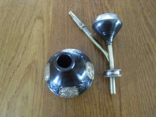 A VINTAGE METAL AND BRASS OPIUM PIPE FROM INDIA