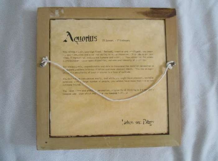 Vintage 1960`s framed Liebermann tile - Aquarius (discontinued)
