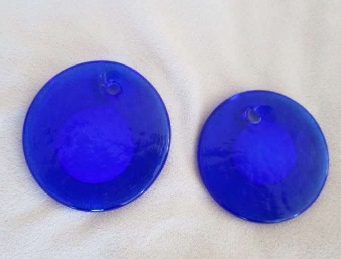 Two Turkish glass "Nazar Boncuk` (Evil Eye) Fridge magnets - to ward off bad energies