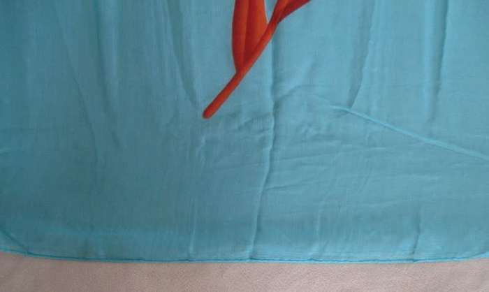 A LARGE DELICATE SHAWL/THROW - LOVELY COLOUR AND EXOTIC FLOWERS