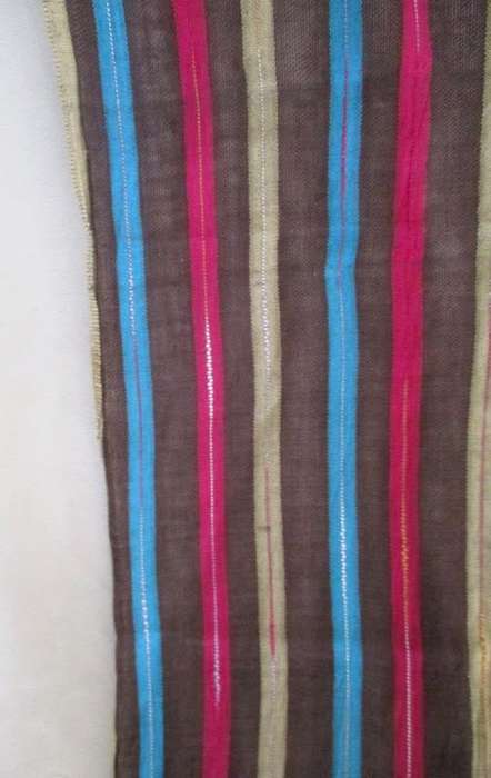 A COLOURFUL STRIPED SHAWL/THROW