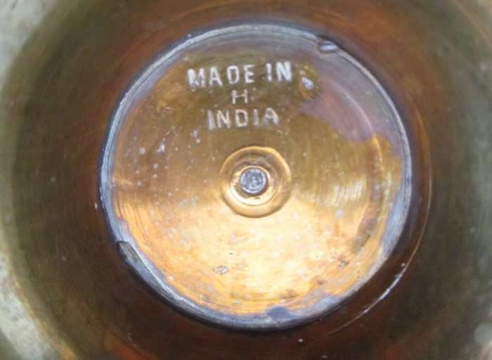Two large antique solid brass vases - made in India and wonderfully looked after