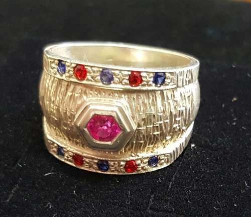 Very Beautiful Sterling Silver  Ladies Ring Set with different  colors  Cz stones