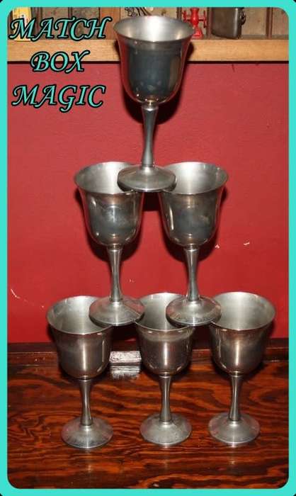 SET OF SIX METAL WINE GOBLETS MAKERS MARK UNDERNEATH