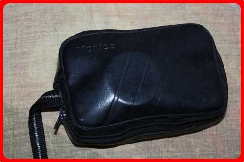VINTAGE KONICA POP CAMERA WITH CASE AND LENSE COVER  SOLD AS IS
