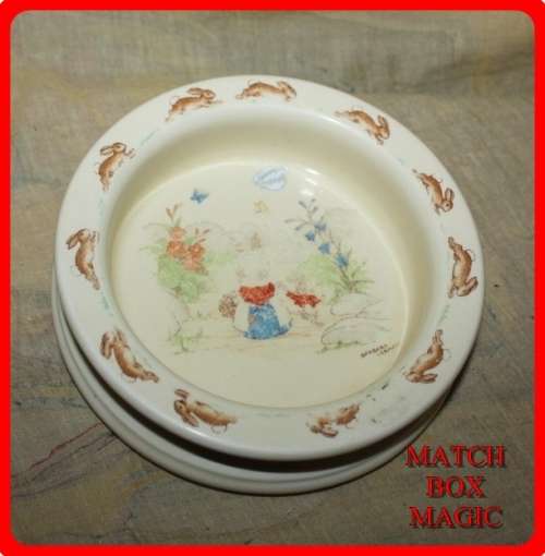 ROYAL DOULTON BUNNYKINS BABY BOWL VINTAGE MIDDLE PICTURE FADED