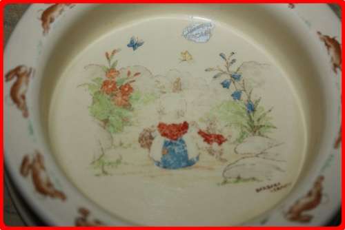 ROYAL DOULTON BUNNYKINS BABY BOWL VINTAGE MIDDLE PICTURE FADED
