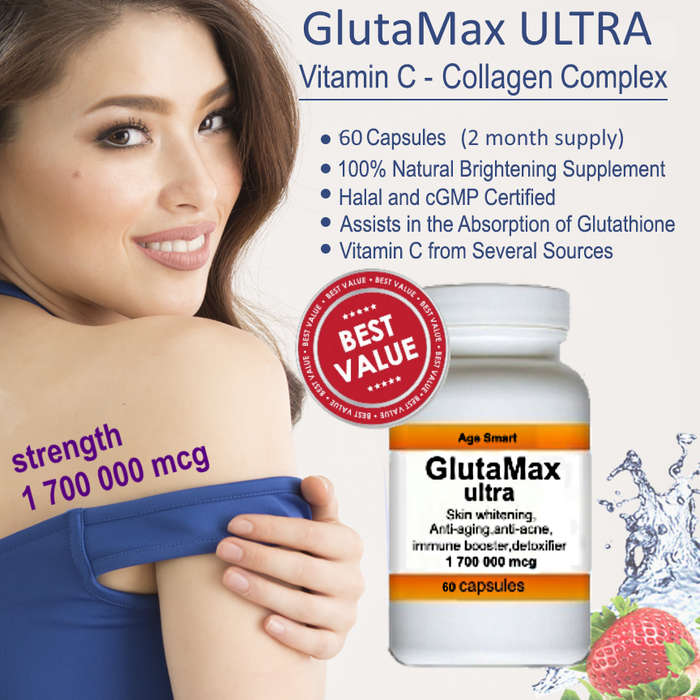 # 1700000mcg GlutaMax 30 caps.Skin whitening, anti-aging,detox, slimming, anti-acne, blood presure