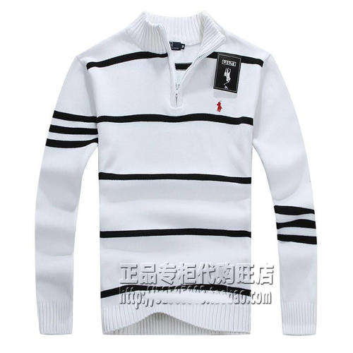 POLO Woolen sweater V-neck knitwear knitted knitting long sleeve shirt white black gray mens