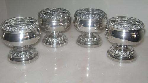 4 x SILVER PLATED POTPOURRI CONTAINERS