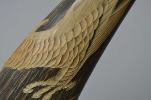 A PAIR OF EXQUISITE  ASIAN WATER BUFFALO CARVED DRAGON HORNS