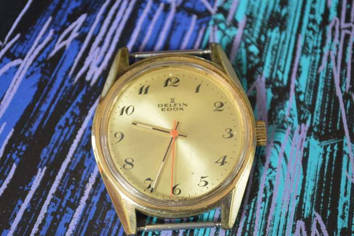 Vintage Delfin Edox Swiss mens watch