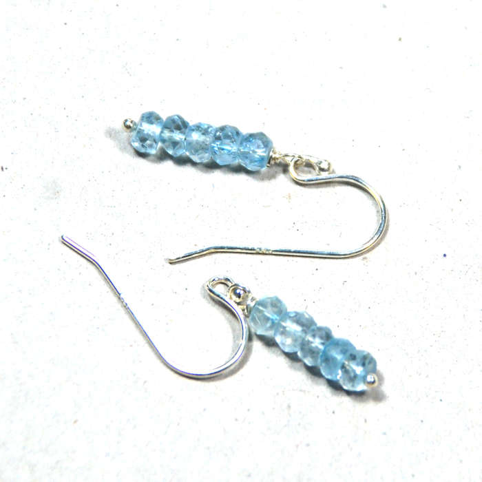 Atenea handmade tiny natural Aquamarine earrings on sterling silver