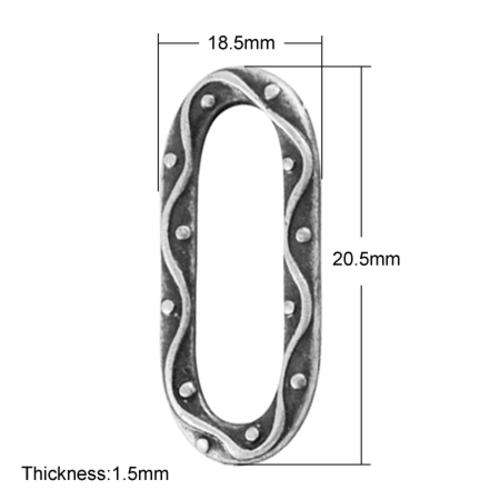 Alloy Linking Rings, Oval, Platinum colour, 20,5mm x 18.5mm