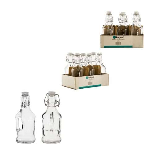 REGENT GLASS BOTTLE WITH WHITE CLIP-TOP LID, 6 PACK (500ML)