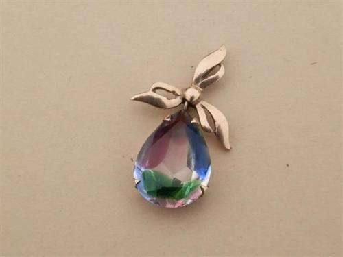 Elegant old vintage solid 9 ct rose gold Rhinestone pendant
