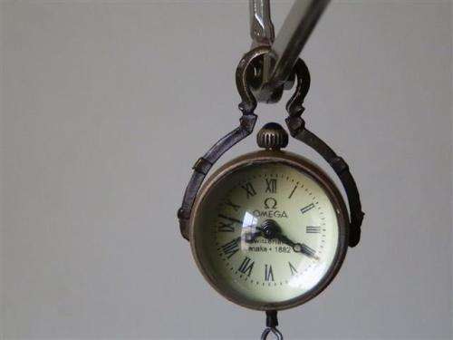 Unique antique Omega lady`s globe wind-up pocket watch, marked 1882 on face - working