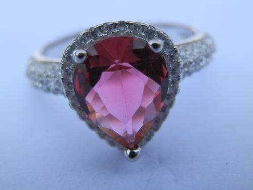 New sterling silver ruby and white topaz ring - thirty (30) days to pay