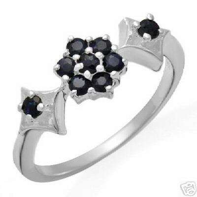 Genuine  Midnight Blue  Sapphire  Ring Size 7