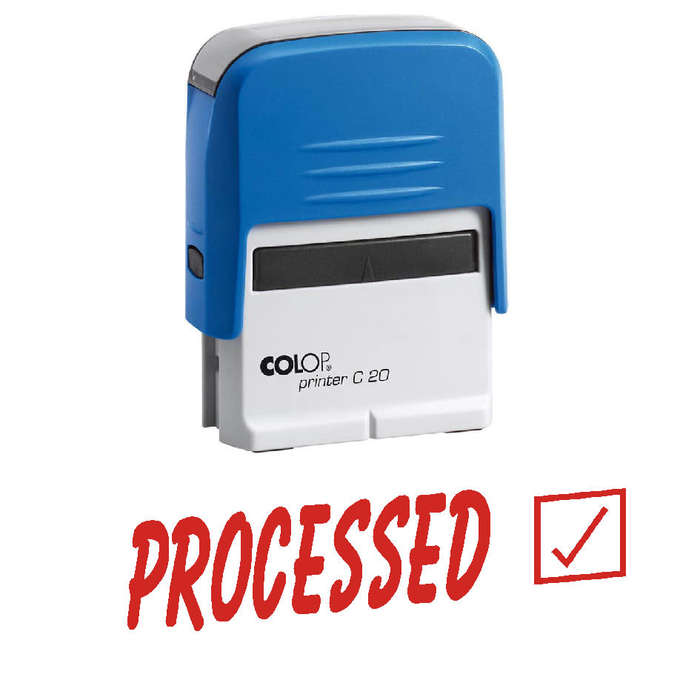 Colop C20 Self Inking Rubber Stamp - Processed - Red Ink