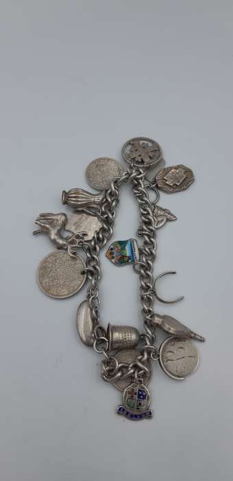 Charm Bracelet 92.5 silver with  17 charms