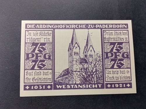 War note 75 pfennig 1921
