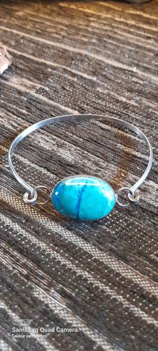 Antique sterling silver bracelet stunning big stone 18mm by 25mm 67mm diameter
