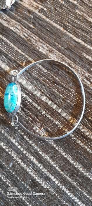 Antique sterling silver bracelet stunning big stone 18mm by 25mm 67mm diameter