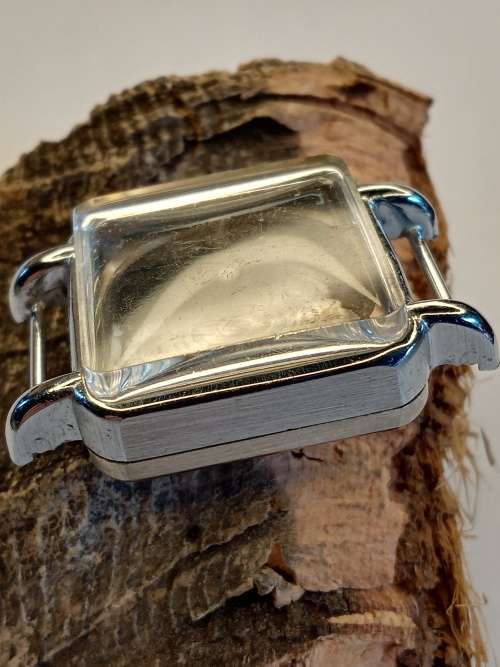 Square new old stock watch cases 26mm crystal intact