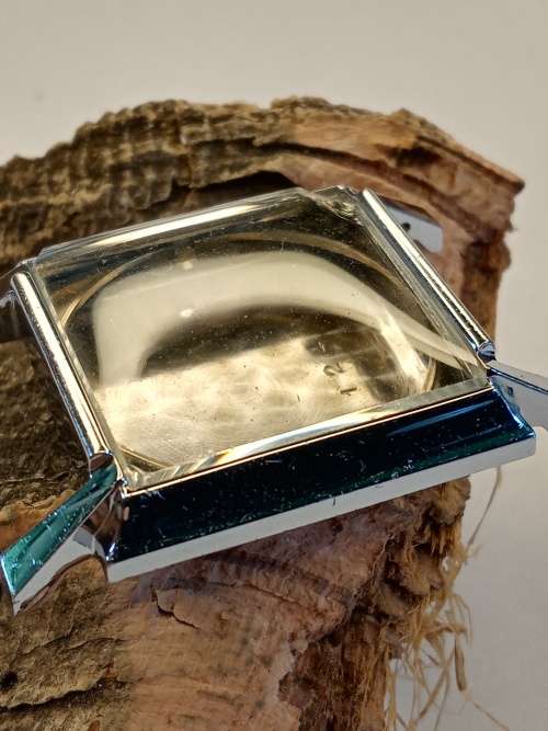Square new old stock watch cases 26mm crystal intact