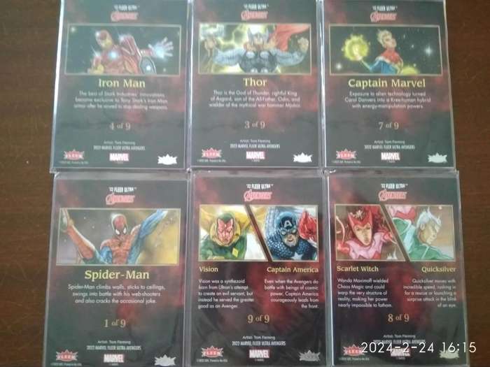 2022 Marvel Fleer Ultra Avengers - 3 x 3 Puzzle FOIL Chase Card COMPLETE Set of 9