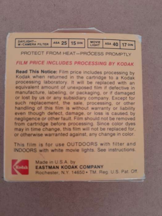 Kodak Kodachrome 15M 40 KMA464p Color Movie Film Magazine Type A