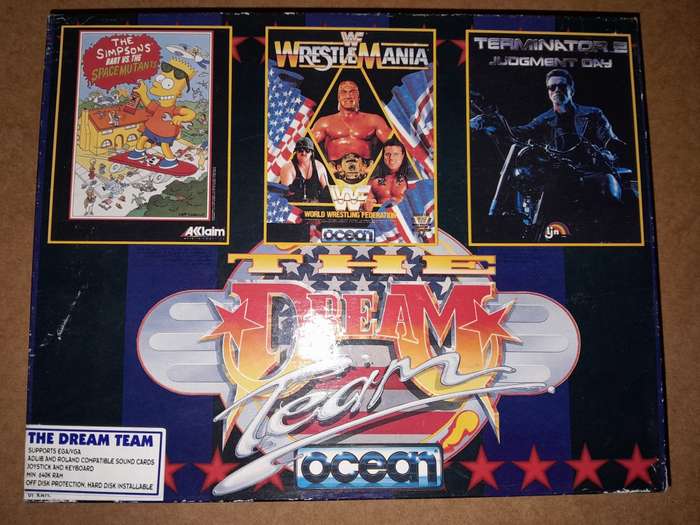 The Dream Team Ocean PC Game Big Box - Floppy Discs (Terminator 2, Wrestlemania, The Simpsons)