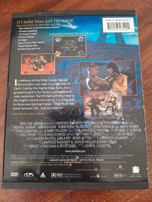 Mortal Kombat Annihilation DVD - Destroy All Expectations (Double Sided DVD) - Region 1