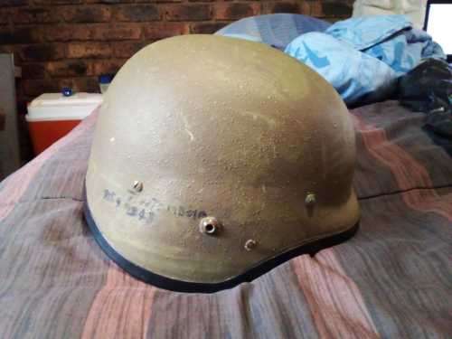 SADF helmet kevlar, SADF plastic inner for steel helmet and SANDF bush hat