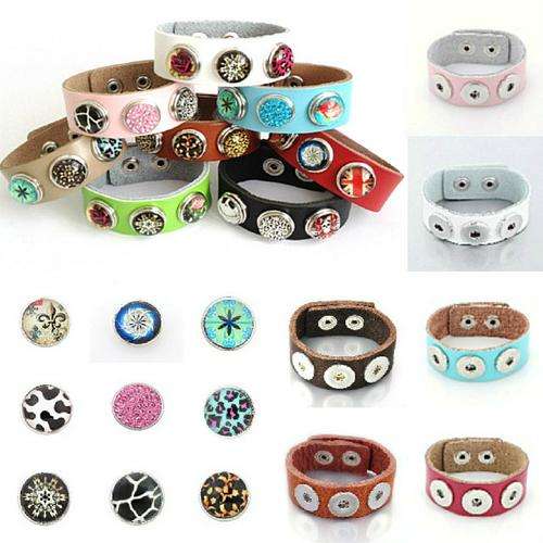 Noosa style leather snap bracelets and button charms
