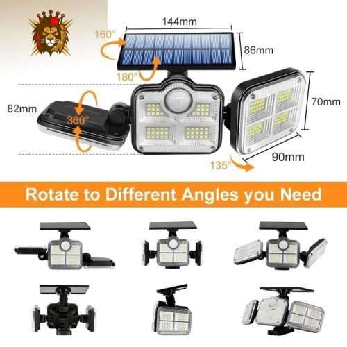 30W Solar Light ,Free Rotatation ,Adjustable Outdoor Sensor Light , 3 Mode Settings