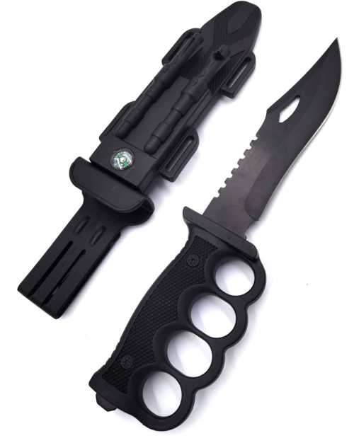Black Carbon Survival Knife (flint fire starter ,compass,whistle)