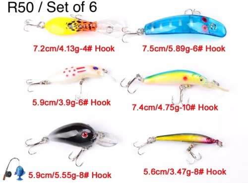 6 PCS CRANK BAIT LURE
