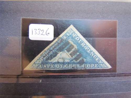 1864 Cape Triangular 4d Blue SG 19a + 3 Margins VFine - Certified Genuine