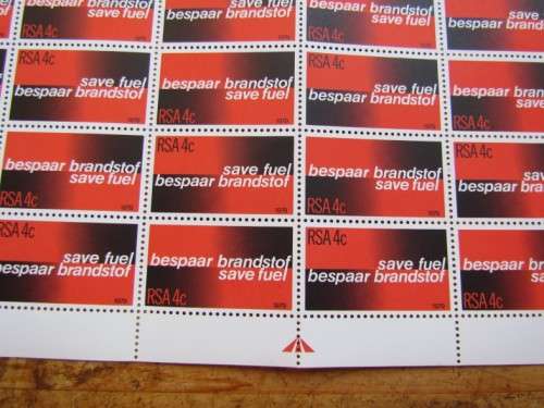 RSA SAVE FUEL SHEET - MINT - DAMAGE ON SHEET BORDER