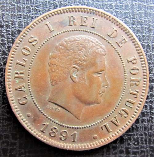 1891 Portugal 20 Reis - Great Details