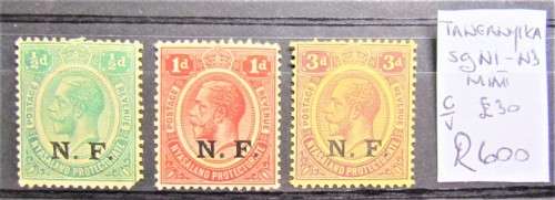 Tanganyika SG N1-3 Mint Value  R 600.00