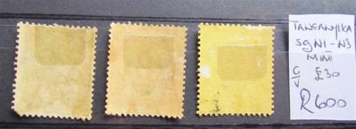 Tanganyika SG N1-3 Mint Value  R 600.00