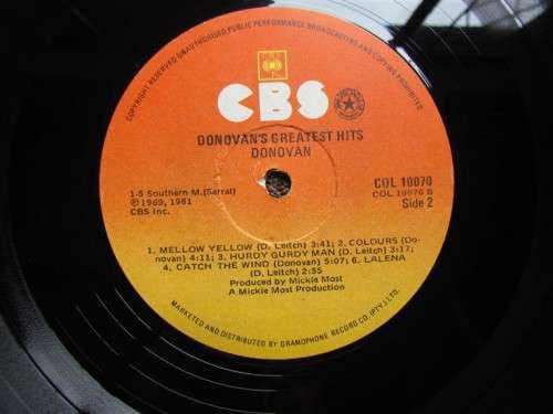 Donovan`s Greatest Hits  - Vintage Vinyl LP Record - Mellow Yellow+