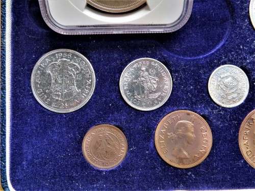 1956 Proof Set with PL66 NGC Graded 5 Shillings Crown